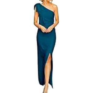 ANRABESS Women’s One Shoulder Long Formal Dress Teal Size Small